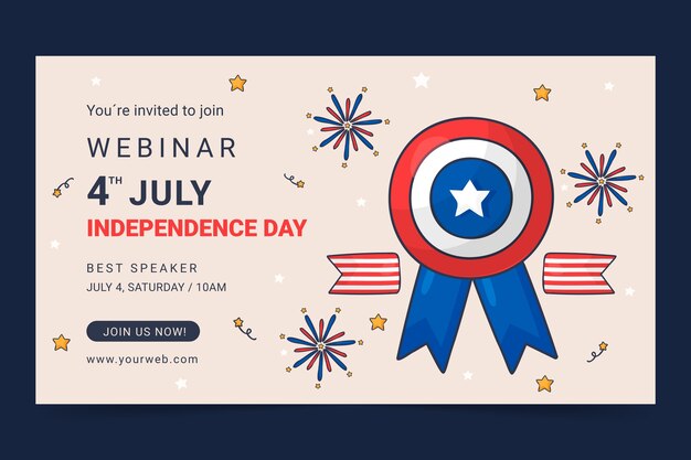 Hand drawn 4th of july webinar template