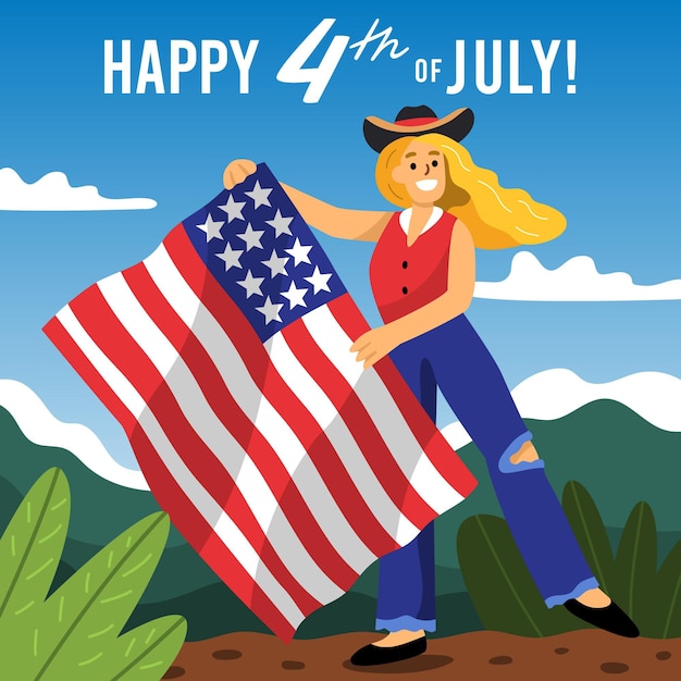 Бесплатное векторное изображение Нарисованная рукой 4 июля - иллюстрация дня независимости