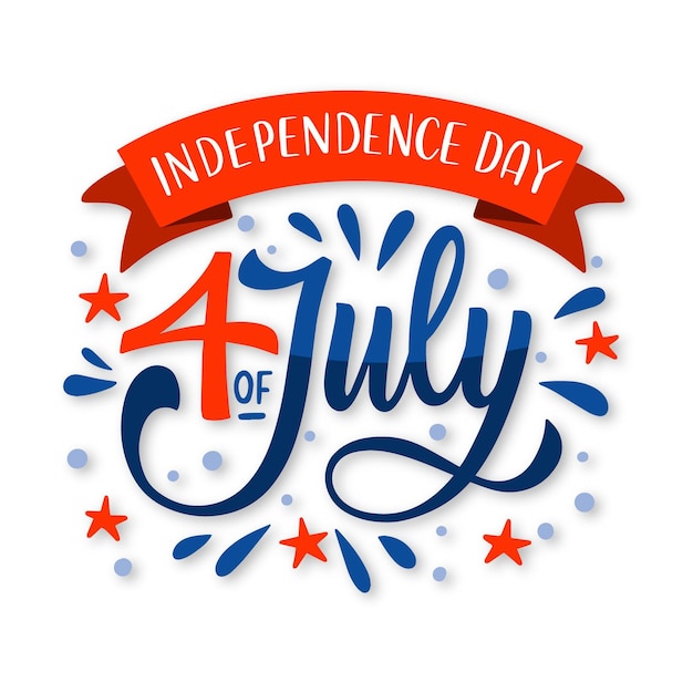 Бесплатное векторное изображение Рисованной 4 июля - день независимости надписи