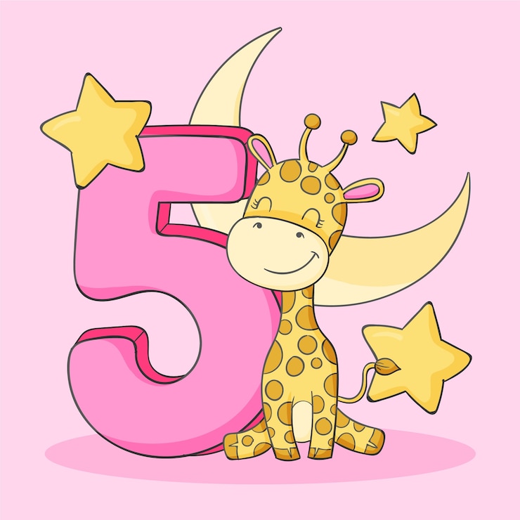 Free Vector hand drawn 5 years anniversary or birthday card