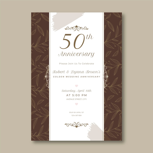 Free vector hand drawn 50th anniversary or birthday