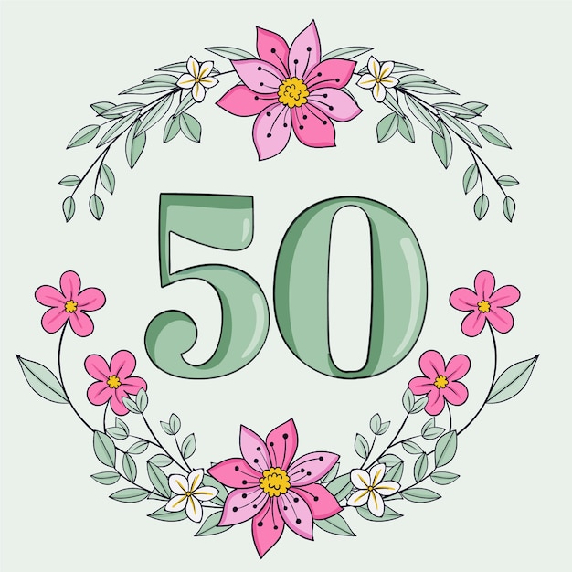 Hand drawn 50th anniversary card