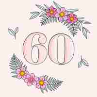 Free vector hand drawn  60th anniversary card