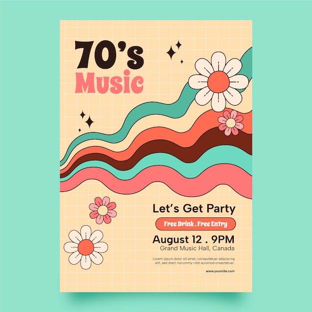 Free vector hand drawn 70s style poster design