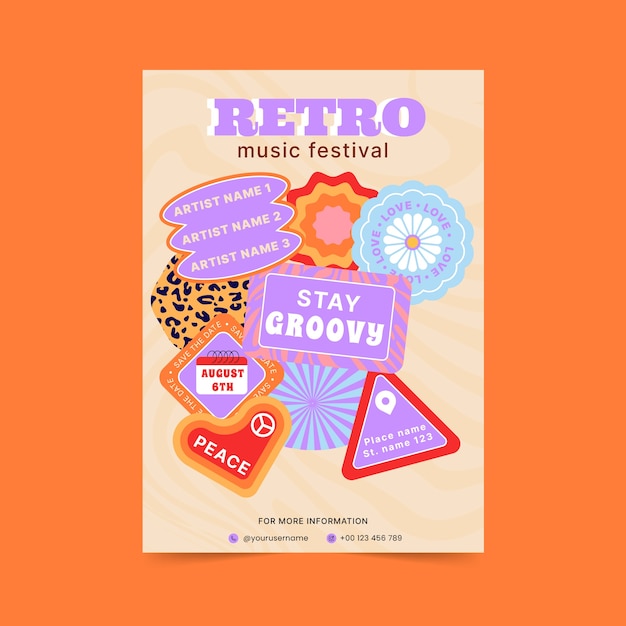 Free vector hand drawn 70s style poster template