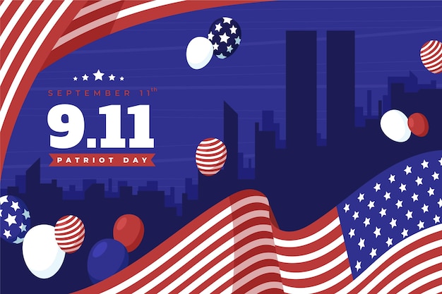 Бесплатное векторное изображение Ручной обращается 9,11 день патриота фон