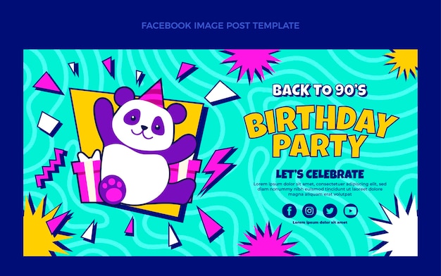 無料ベクター 手描きの90年代の誕生日のfacebookの投稿