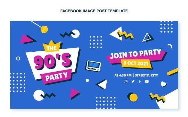 hand drawn 90s birthday facebook post