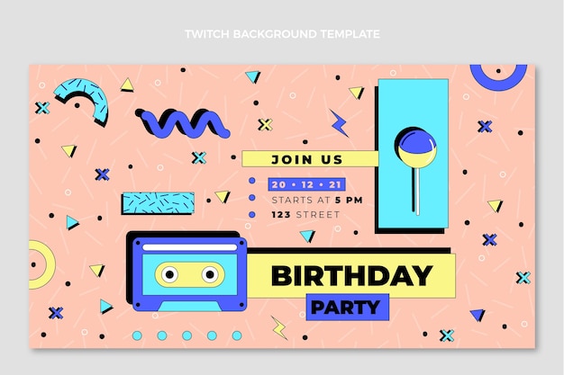 Free vector hand drawn 90s birthday twitch background