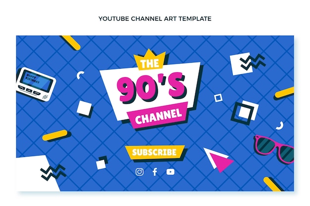 Free vector hand drawn 90s birthday youtube channel art