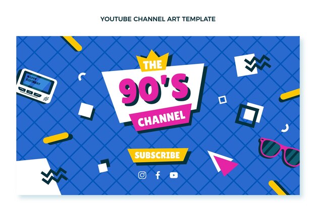 Hand drawn 90s birthday youtube channel art