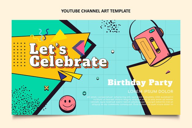 Hand drawn 90s birthday
 youtube channel art