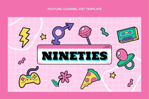 無料ベクター 手描きの90年代の誕生日のyoutubeチャンネル