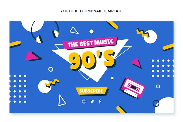 Free vector hand drawn 90s birthday youtube thumbnail