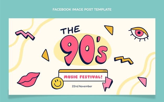 手描きの90年代の音楽祭のfacebookの投稿