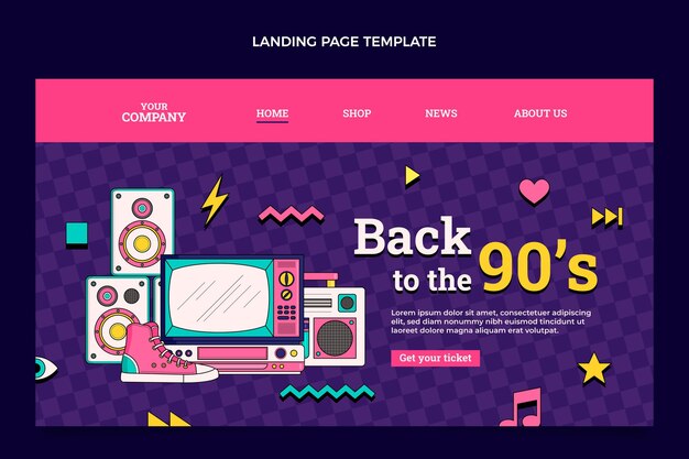 Hand drawn 90s music festival landing page