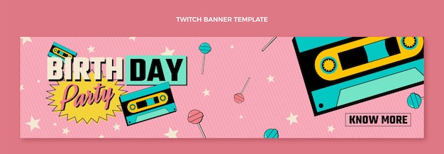 Hand drawn 90s music festival twitch banner