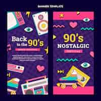 Free vector hand drawn 90s music festival vertical banners