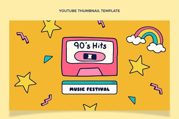 手描きの90年代の音楽祭のYouTubeサムネイル