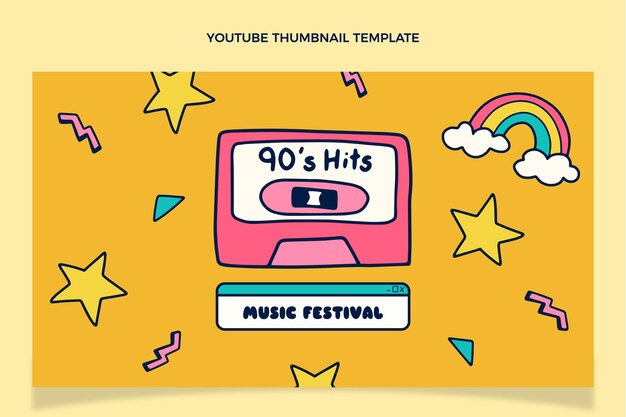 Hand drawn 90s music festival youtube thumbnail