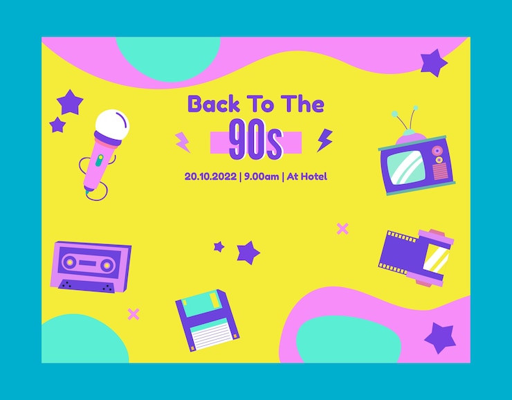 मुफ़्त वेक्टर hand drawn 90s party photocall template