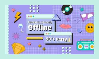 Free vector hand drawn 90s party twitch background