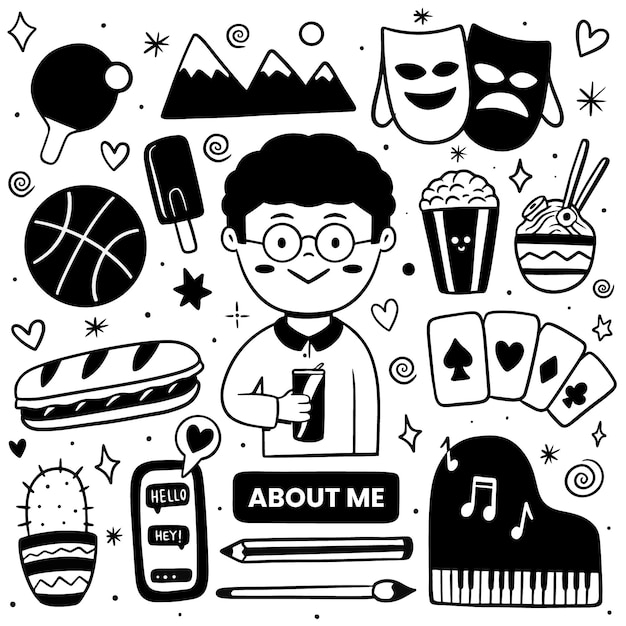 Free vector hand drawn about me concept illustrated