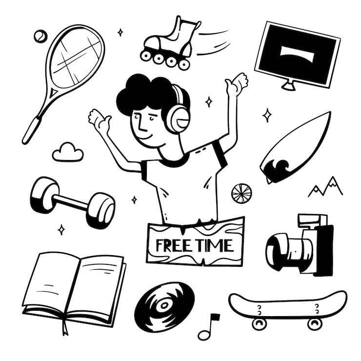 Free Vector hand drawn about me concept with hobbies and interests