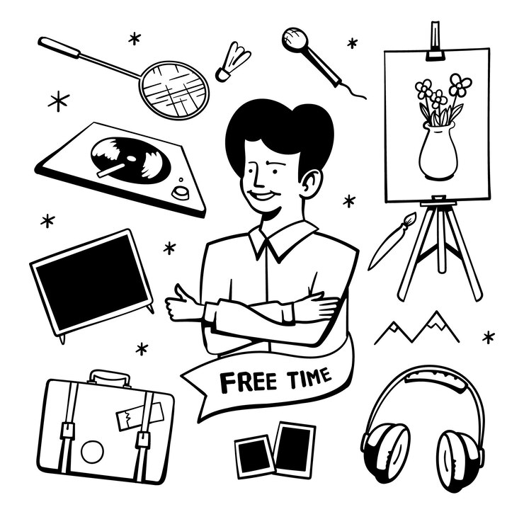Free Vector hand drawn about me concept with hobbies and interests