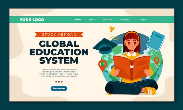 Free vector hand drawn abroad landing page