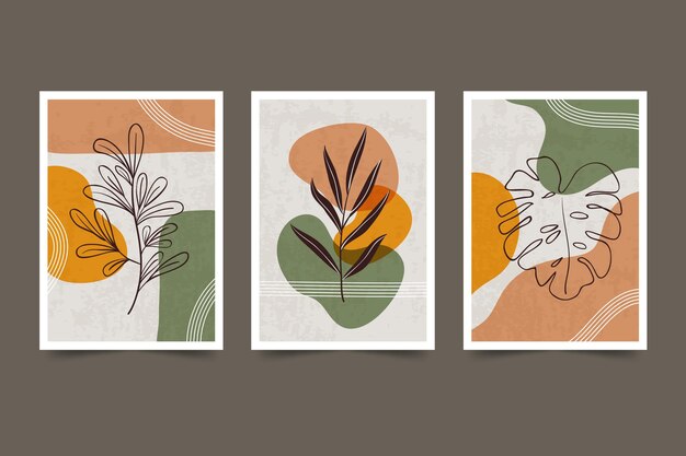 Hand drawn abstract art cover collection Free Vector