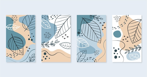 Hand drawn abstract art cover set