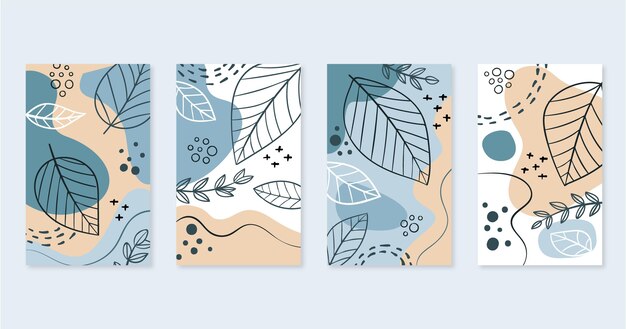 Hand drawn abstract art cover set