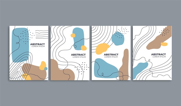Hand drawn abstract art cover set