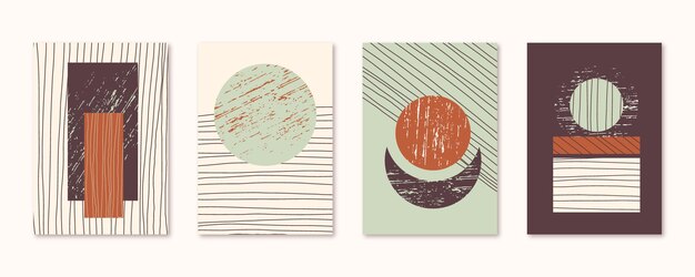 Hand drawn abstract art covers collection