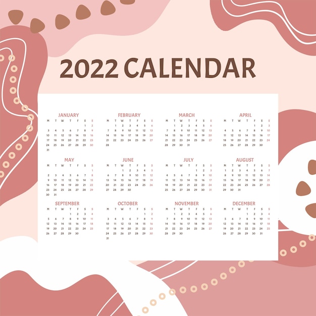 Бесплатное векторное изображение Ручной обращается абстрактный дизайн календаря