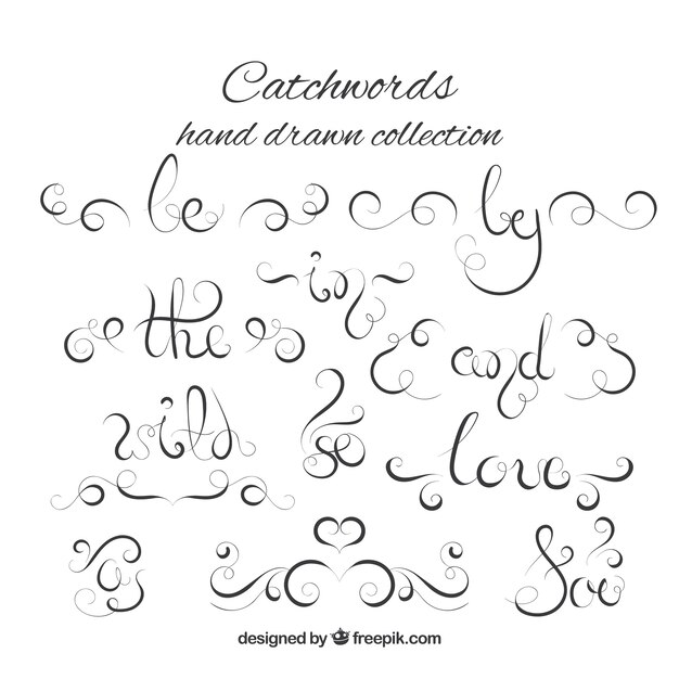 Hand drawn abstract catchwords