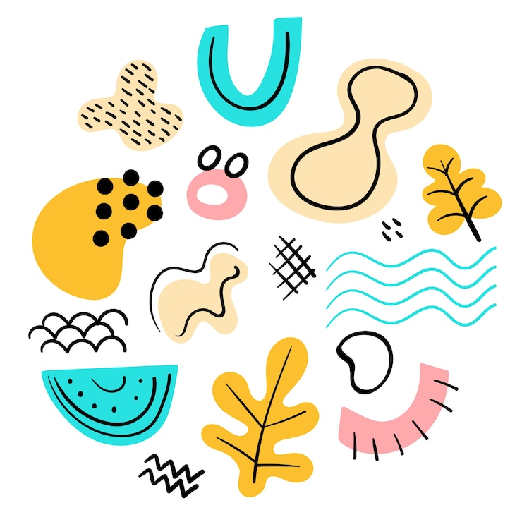 Free Vector hand drawn abstract colorful shape collection