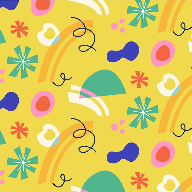 Hand drawn abstract colorful shapes pattern