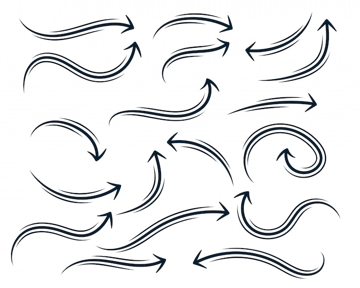 Free Vector hand drawn abstract curvy arrow set