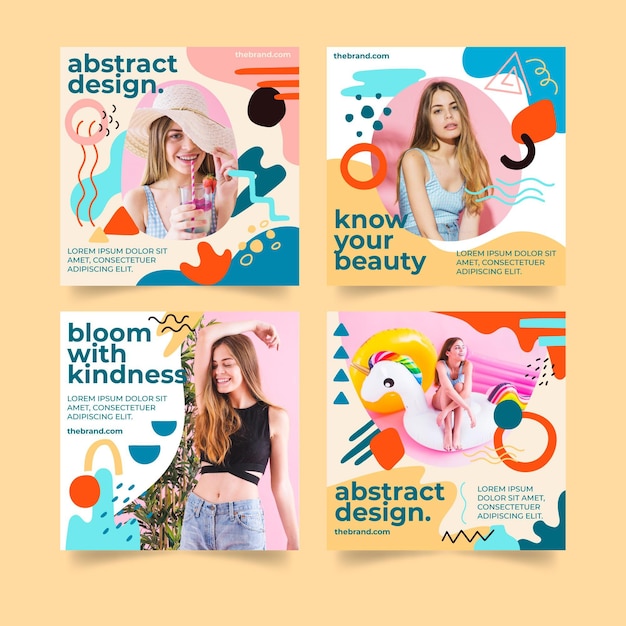 Free vector hand drawn abstract design instagram posts