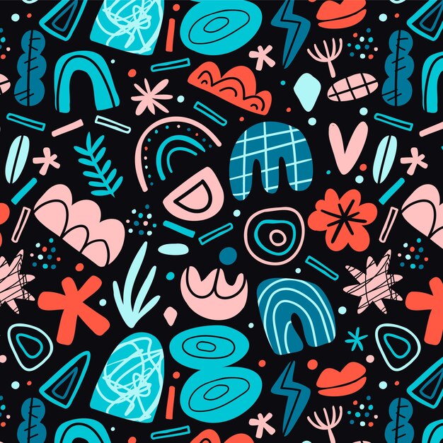 Hand drawn abstract doodle pattern