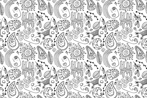 Hand drawn abstract doodle pattern