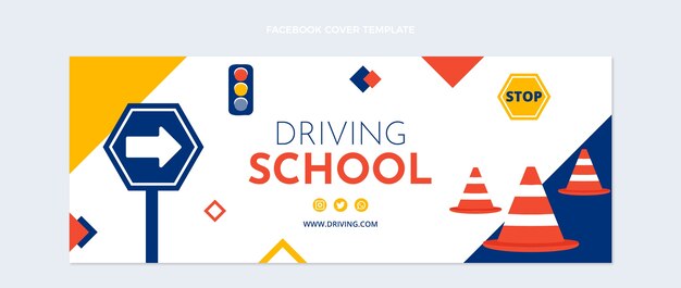 手描きの抽象的な自動車教習所のFacebookの表紙