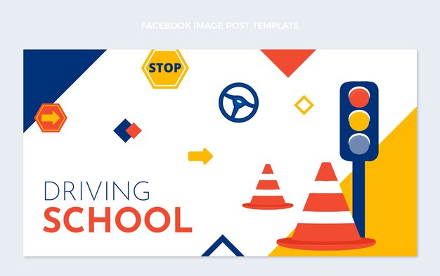 手描きの抽象的な自動車教習所のFacebookの投稿