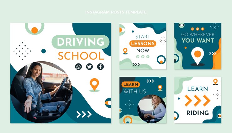 Free Vector hand drawn abstract driving school template