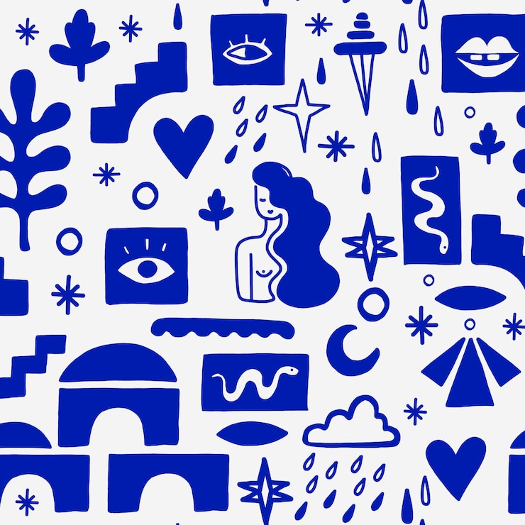 無料Vector 手描きの抽象的な要素パターン