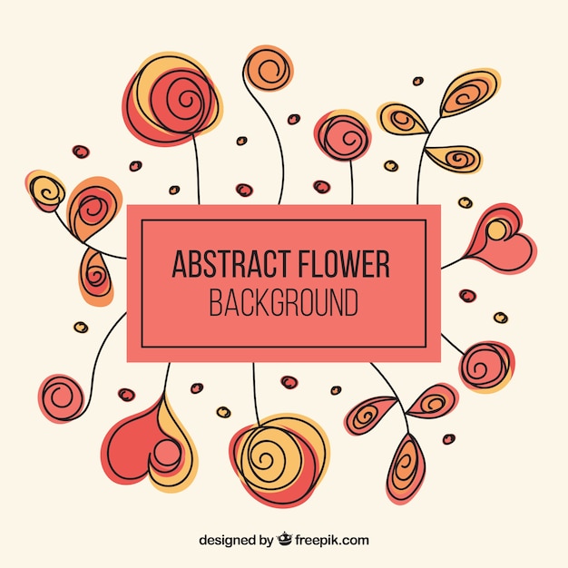 Hand drawn abstract flowers and hearts background