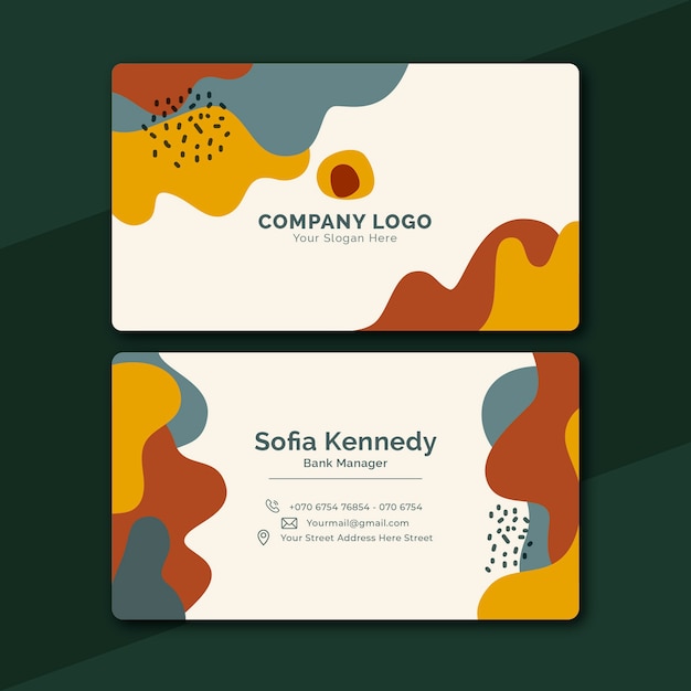 Hand drawn abstract horizontal business card template