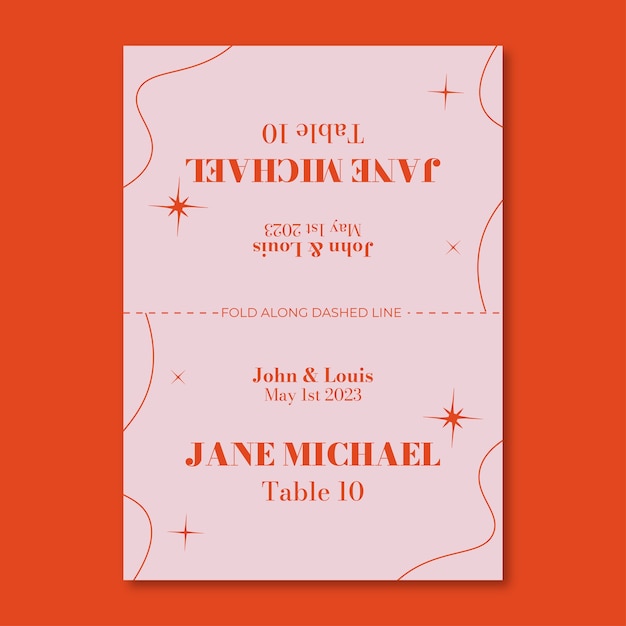 Free vector hand drawn abstract jane michael wedding place card